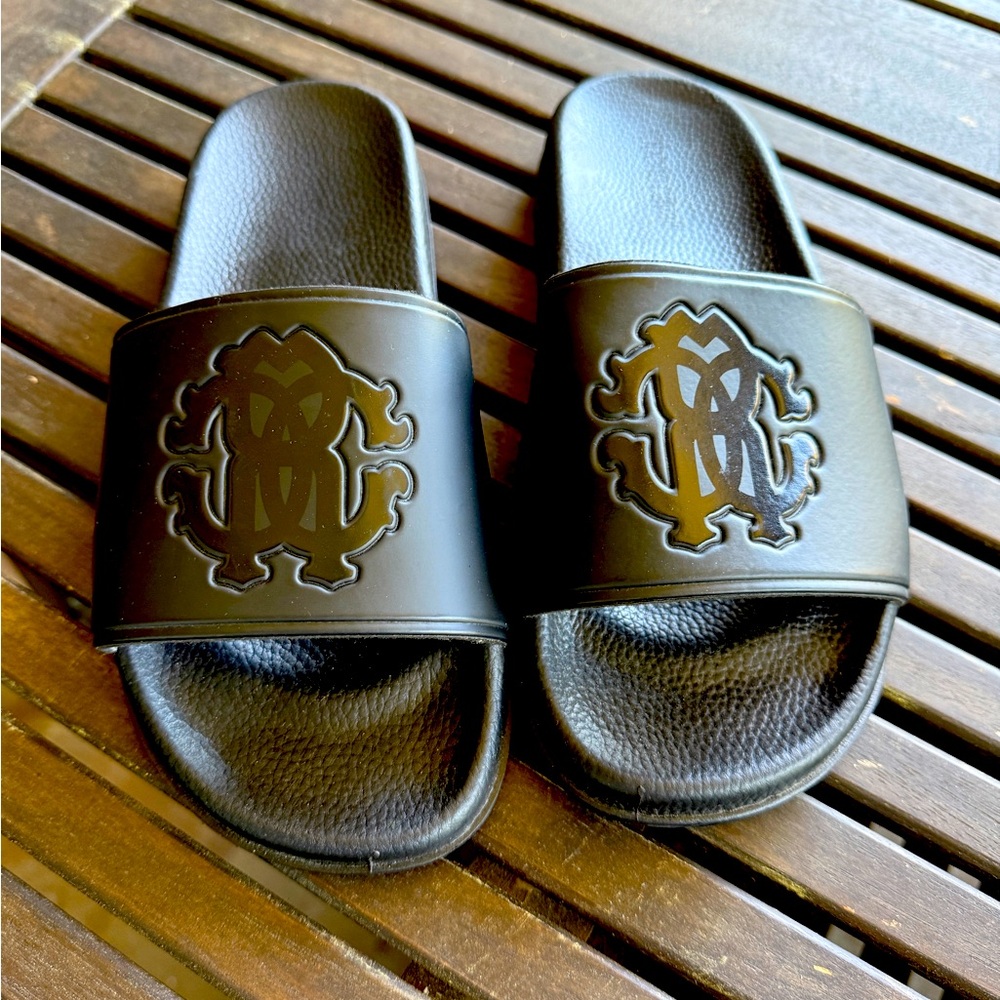 Women’s Roberto Cavalli Slides US 9, EU 40 Black New